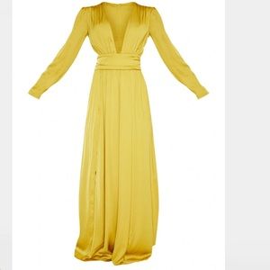 PLT Puff Sleeve Chartreuse Maxi Dress